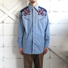 画像7: 1980's KENNINGTON L/S Western Shirt　BLUE　size M-L (表記LARGE) (7)