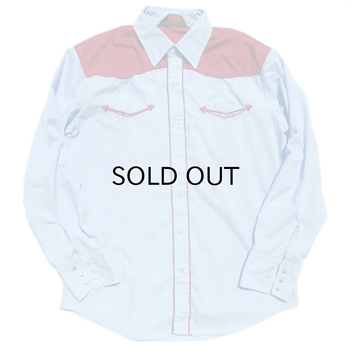 画像2: 1970-80's Van Cort L/S Western Shirt　SAX/BURGUNDY　size M-L (表記L) (2)