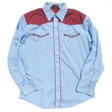 画像2: 1970-80's Van Cort L/S Western Shirt　SAX/BURGUNDY　size M-L (表記L) (2)