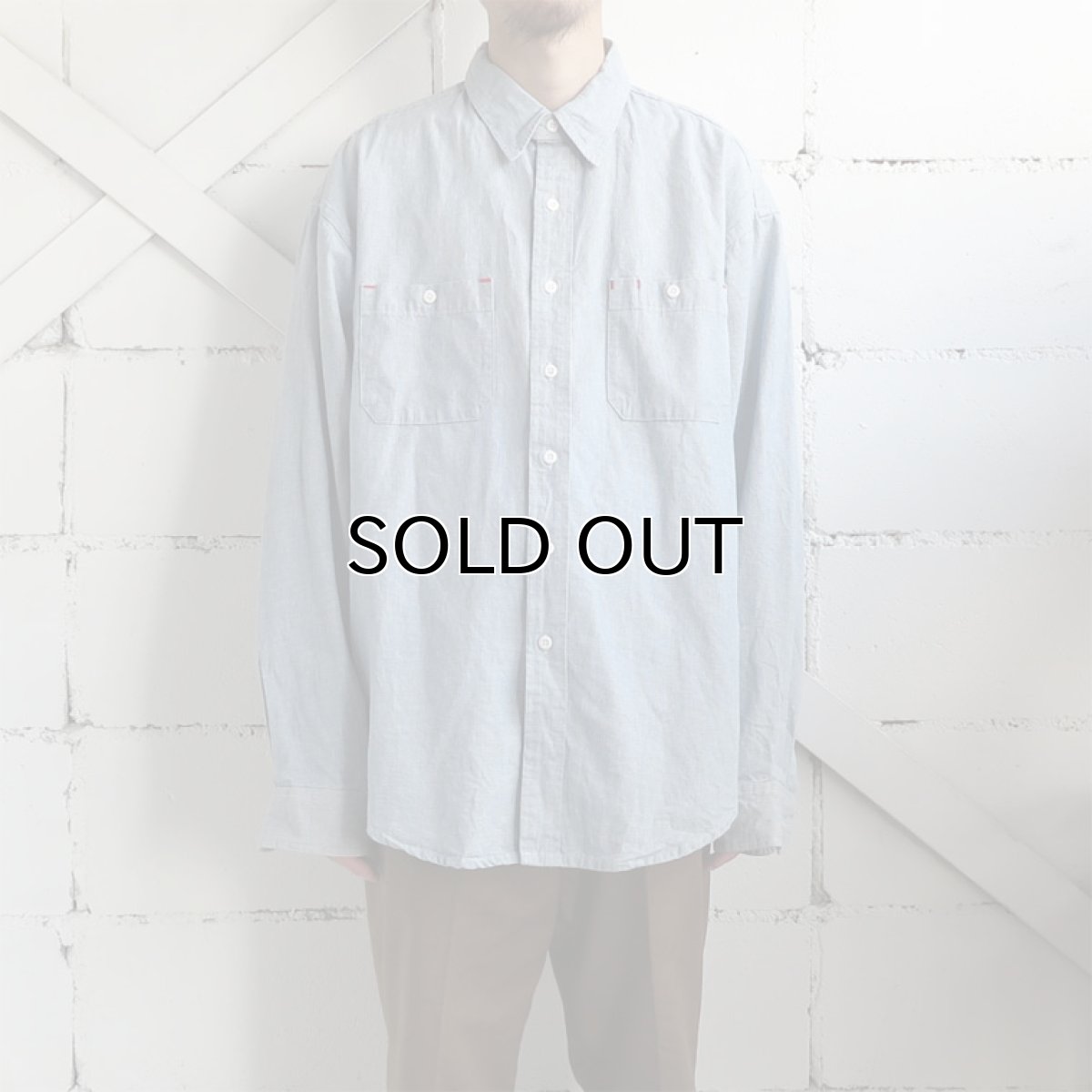 画像7: 1990's GAP L/S Work Shirt BLUE PIN CHECK size XL (表記L) (7)