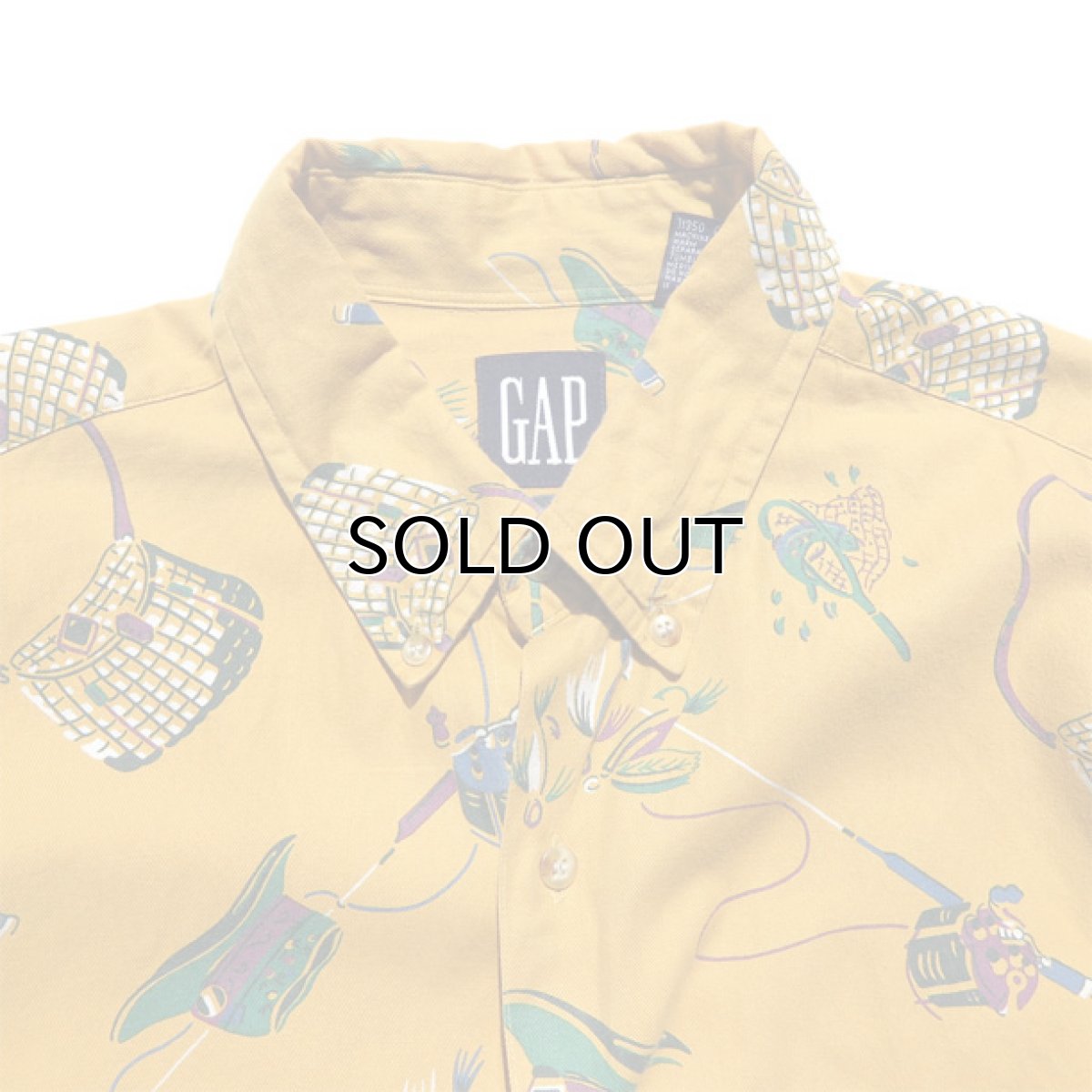 画像4: 1990's GAP L/S B.D. Shirt -Fishing Pattern- MUSTARD size L-XL(表記XL) (4)