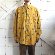 画像6: 1990's GAP L/S B.D. Shirt -Fishing Pattern-　MUSTARD　size L-XL(表記XL) (6)