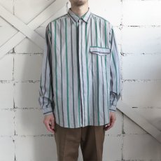 画像7: 1980's LEVI'S L/S Stripe Shirt　GREY/GREEN　size L (表記LARGE) (7)