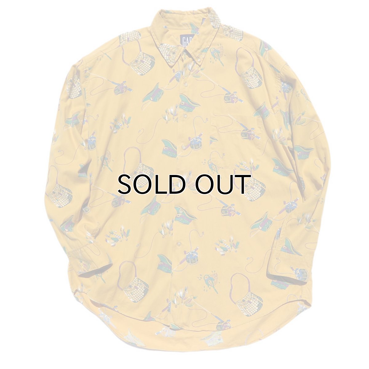 画像2: 1990's GAP L/S B.D. Shirt -Fishing Pattern- MUSTARD size L-XL(表記XL) (2)