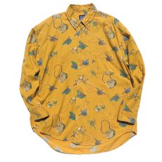 画像2: 1990's GAP L/S B.D. Shirt -Fishing Pattern-　MUSTARD　size L-XL(表記XL) (2)