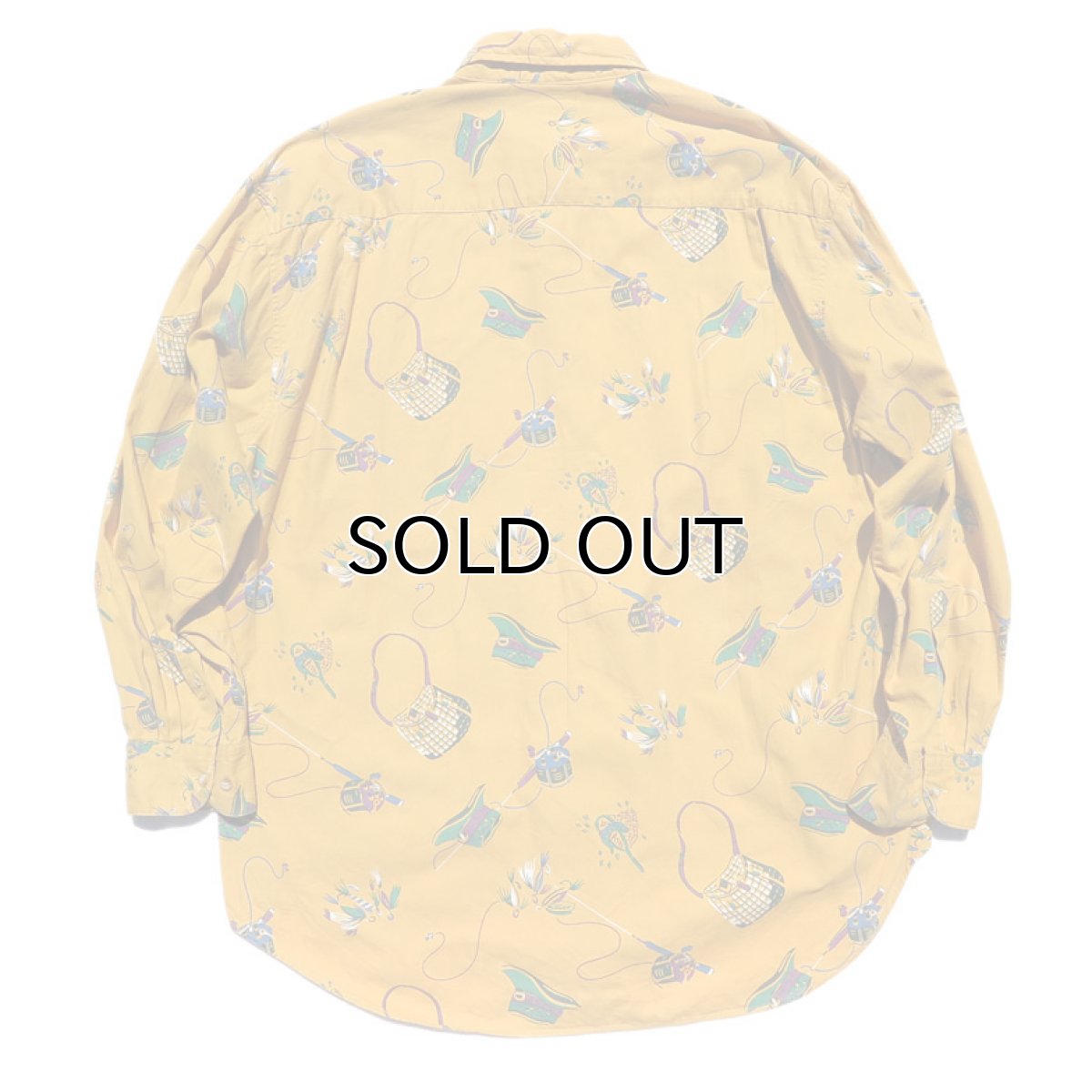 画像3: 1990's GAP L/S B.D. Shirt -Fishing Pattern- MUSTARD size L-XL(表記XL) (3)