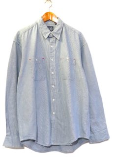 画像1: 1990's GAP L/S Work Shirt　BLUE PIN CHECK　size XL (表記L) (1)