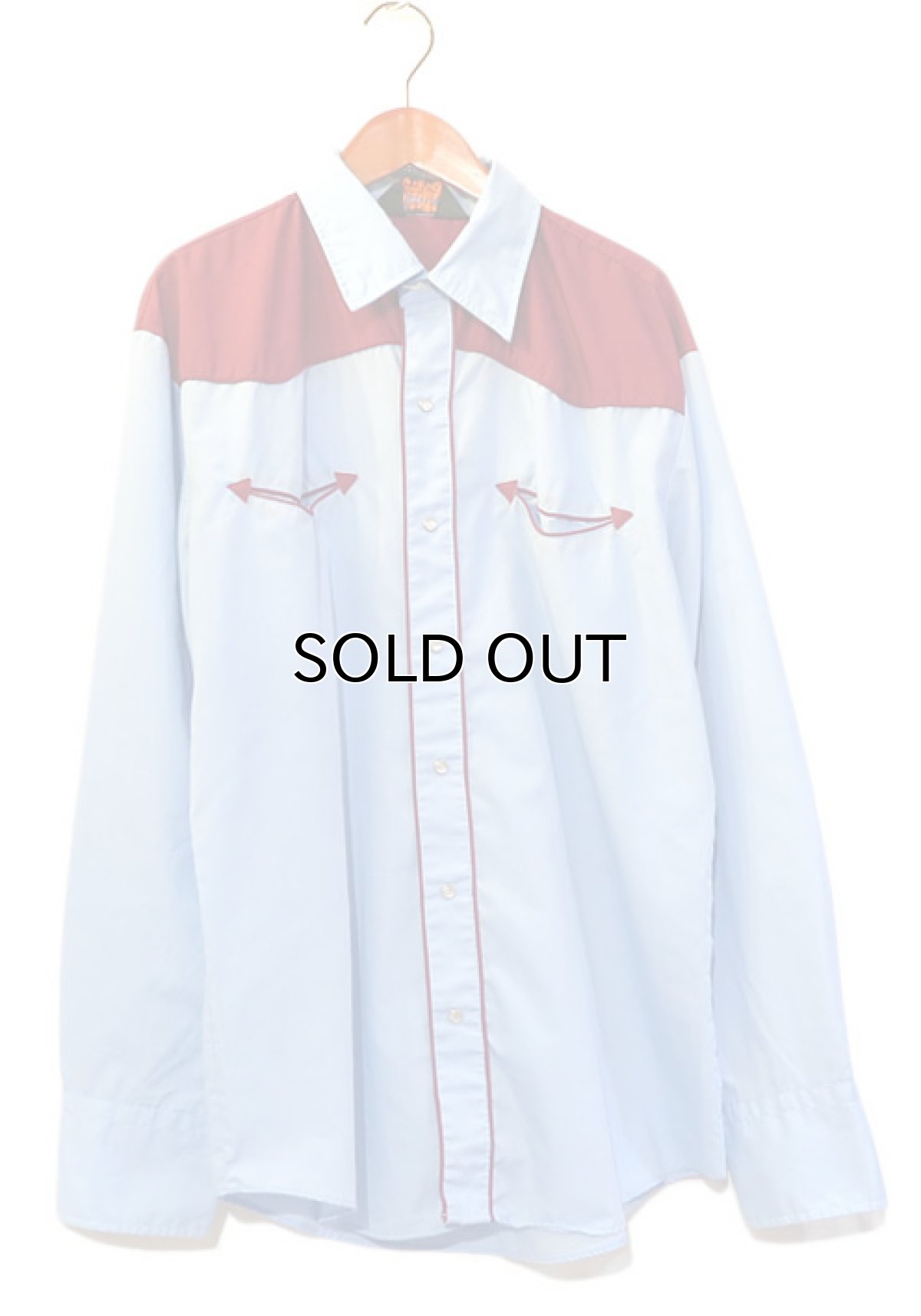 画像1: 1970-80's Van Cort L/S Western Shirt　SAX/BURGUNDY　size M-L (表記L) (1)
