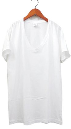 画像1: 00's U.S.Military All Cotton V-Neck T-Shirts  "made in U.S.A."　Dead Stock-one wash　WHITE　size XS (1)