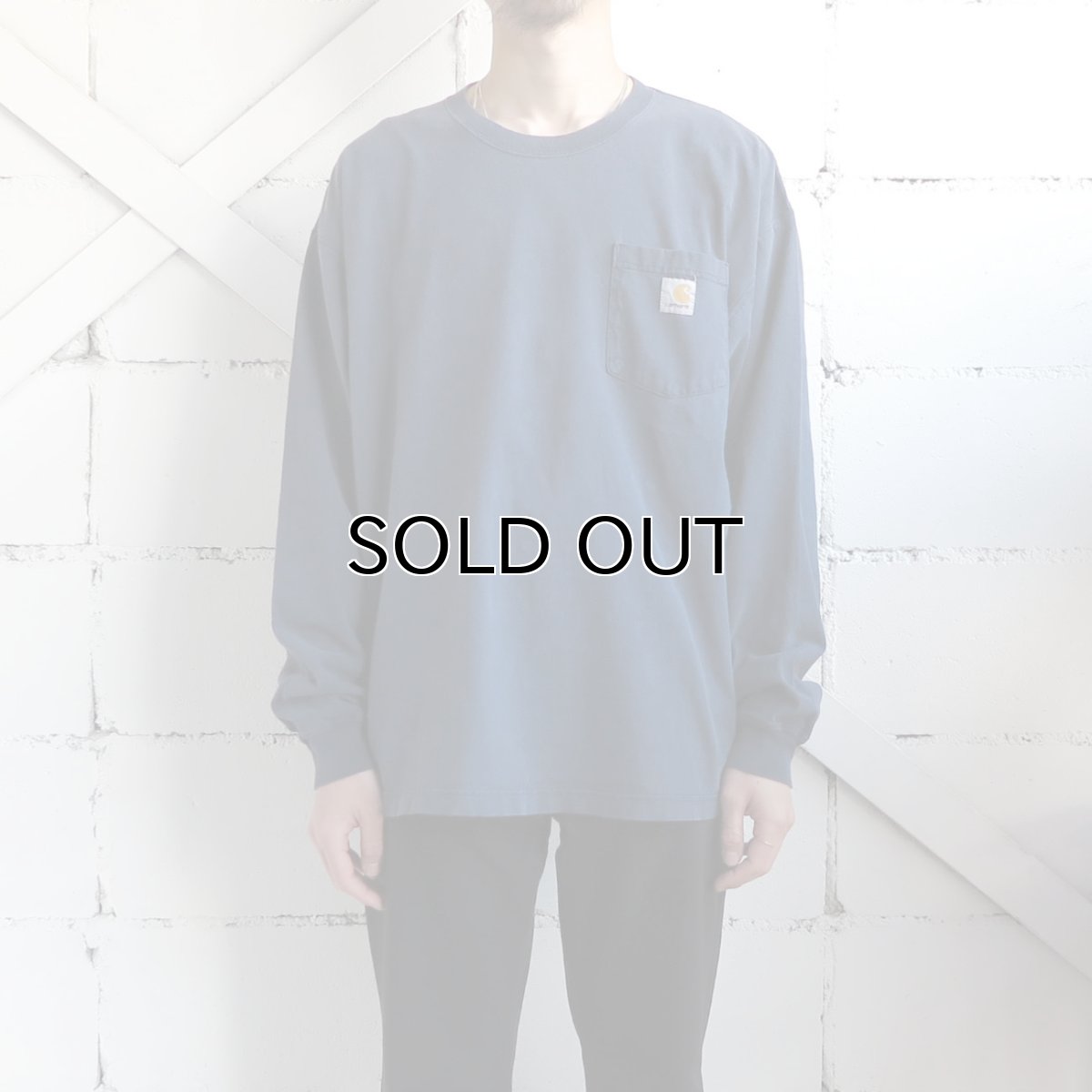 画像2: Carhartt(カーハート) L/S Pocket T-Shirt　NAVY　size L-XL(表記L) (2)