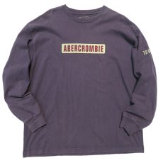 画像1: 1990's~ Abercrombie & Fitch Logo Print L/S T-Shirt　NAVY　size XL(表記XL) (1)