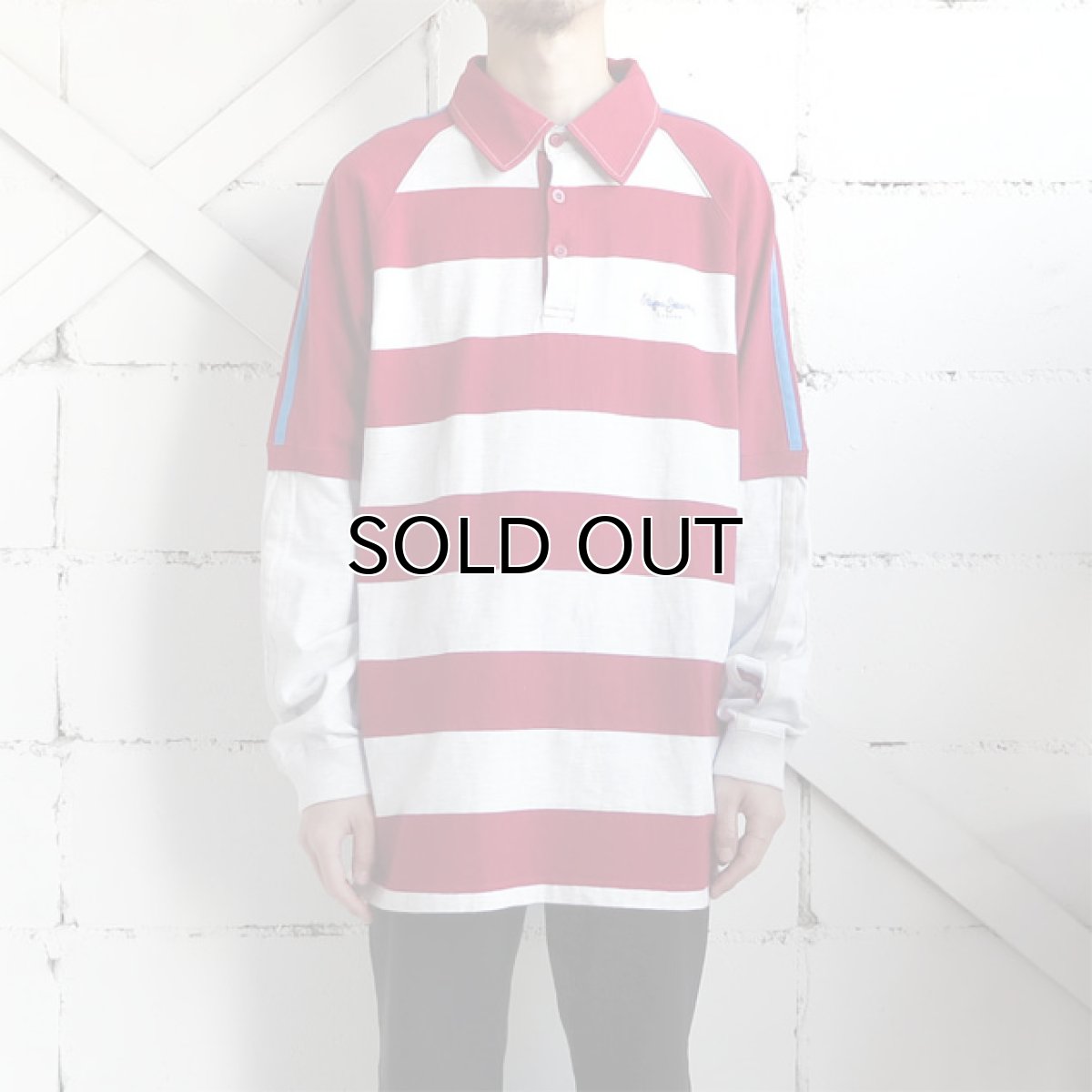画像2: Pepe Jeans L/S Layered Lager Shirt RED/ASH GREY sizeXL(表記L) (2)