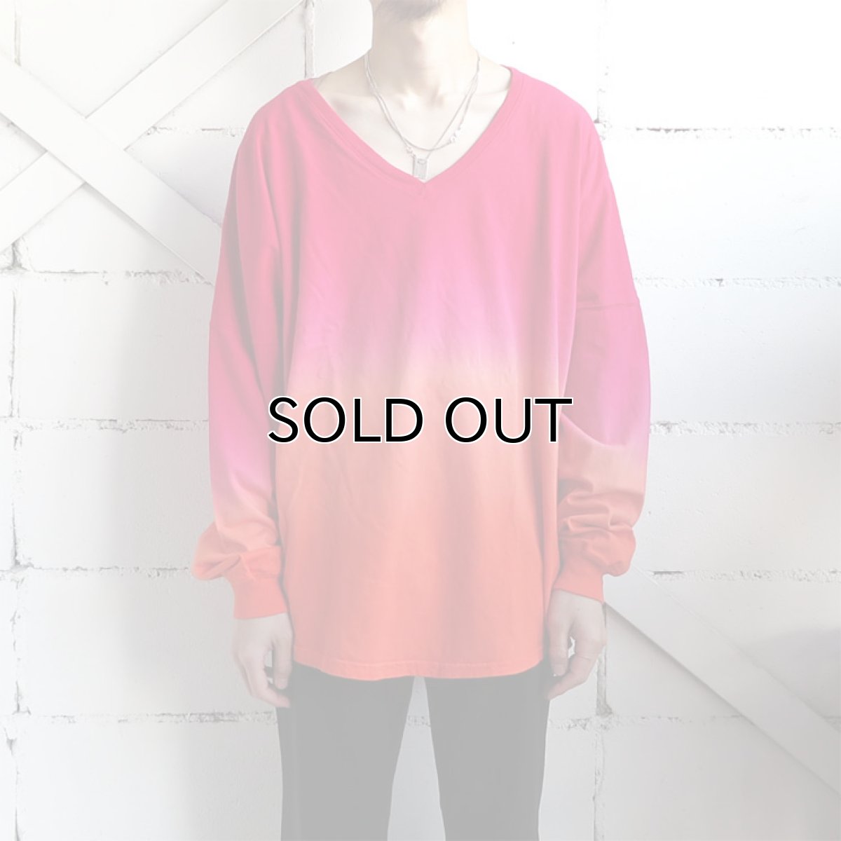 画像2: SPIRIT JERSEY Tie-Dye L/S T-Shirt　PINK~ORANGE　size XL(表記XL) (2)