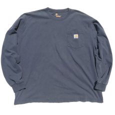 画像1: Carhartt(カーハート) L/S Pocket T-Shirt　NAVY　size L-XL(表記L) (1)