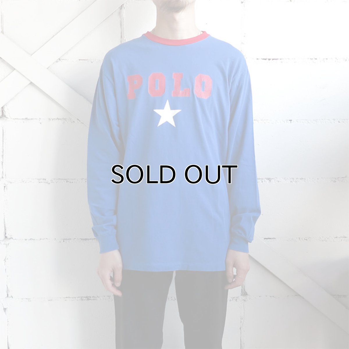 画像2: 1980's~ Polo by Ralph Lauren(ラルフローレン) Logo Print L/S T-Shirt　BLUE/RED　size M(表記XL) (2)