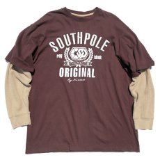 画像1: SOUTHPOLE L/S Layered Print T-Shirt　BROWN　size XXL(表記XXL) (1)