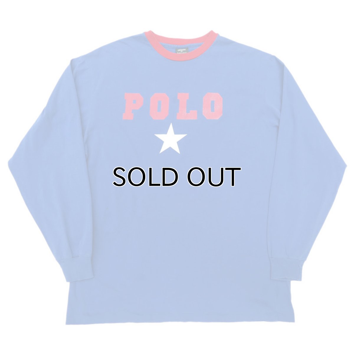 画像1: 1980's~ Polo by Ralph Lauren(ラルフローレン) Logo Print L/S T-Shirt　BLUE/RED　size M(表記XL) (1)