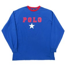 画像1: 1980's~ Polo by Ralph Lauren(ラルフローレン) Logo Print L/S T-Shirt　BLUE/RED　size M(表記XL) (1)