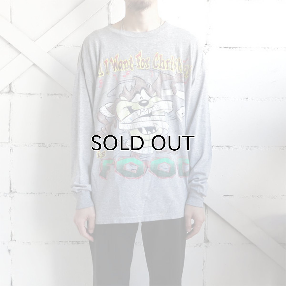 画像2: 1990's LOONEY TUNES Print L/S T-Shirt　HEATHER GREY　size L(表記なし) (2)