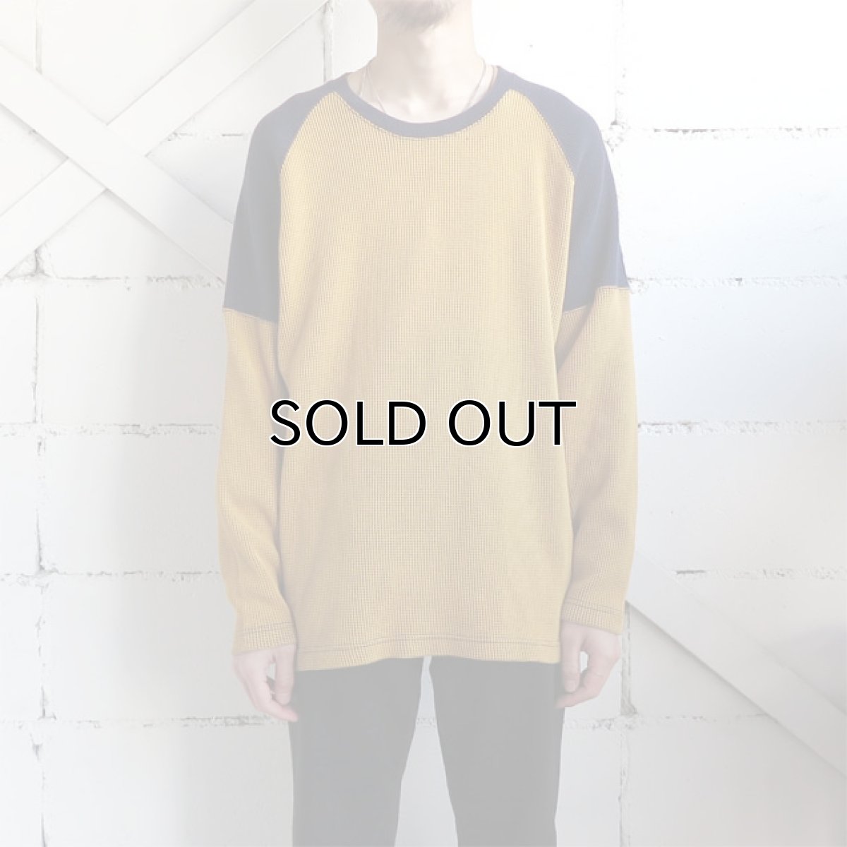 画像2: 1990's~ TRANS NINE L/S Thermal T-Shirt　YELLOW/NAVY　size M-L(表記L) (2)