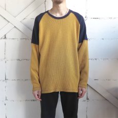 画像2: 1990's~ TRANS NINE L/S Thermal T-Shirt　YELLOW/NAVY　size M-L(表記L) (2)