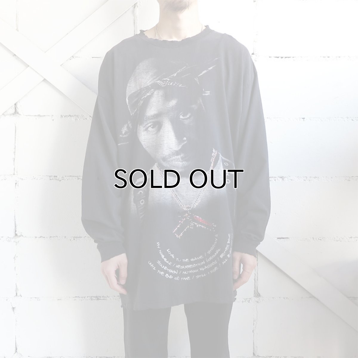 画像2: Russo Wear "2 PAC" Print L/S T-Shirt　BLACK　size XXXL(表記3XL) (2)