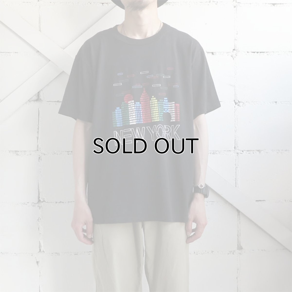 画像2: 1990's JERZEES "NEW YORK" Print T-Shirt　BLACK　size M-L(表記XL) (2)