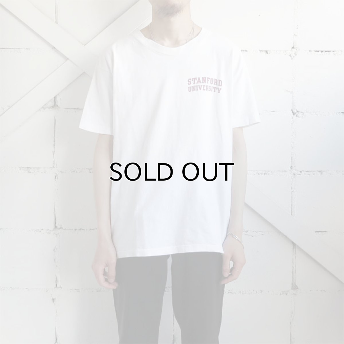 画像2: 1980's collegiate pacific "STANFORD UNIVERSITY" Print T-Shirt　WHITE　size M(表記L) (2)