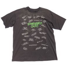 画像1: 1990's Hanes "Stressed Out!" Message Print T-Shirt　BLACK　size L(表記XL) (1)