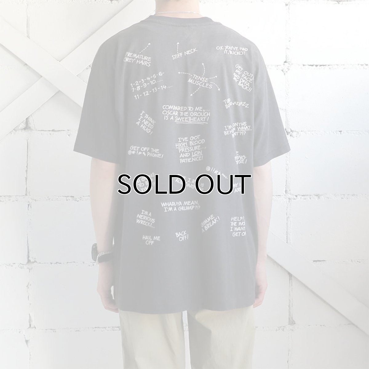 画像3: 1990's Hanes "Stressed Out!" Message Print T-Shirt　BLACK　size L(表記XL) (3)
