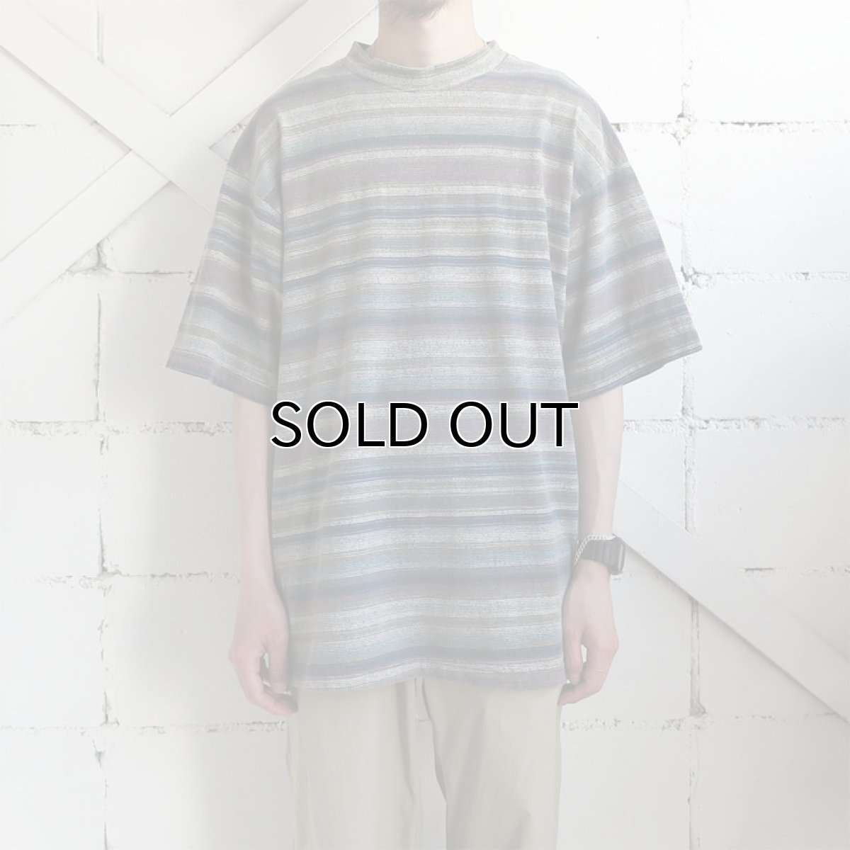 画像2: 1990's "PARAGRAFF" Border T-Shirt　GREY MULTI　size XL(表記L) (2)