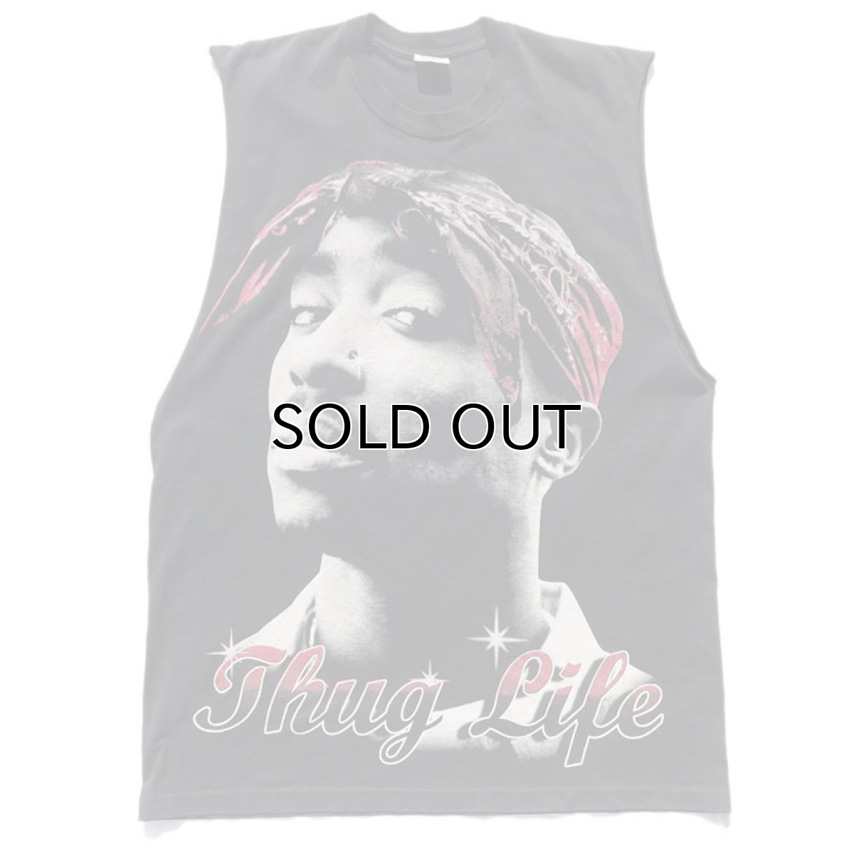 画像1: U.S.A. "2PAC" Cut off Print T-Shirt　BLACK　size 2XL (1)