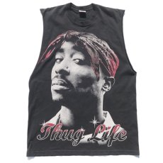 画像1: U.S.A. "2PAC" Cut off Print T-Shirt　BLACK　size 2XL (1)