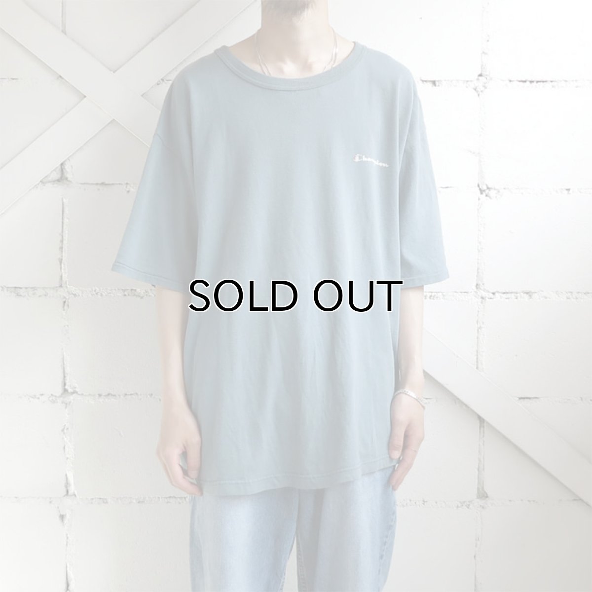 画像2: 1990's "Champion" Logo Print T-Shirt　GREY BLUE　size XXL (2)