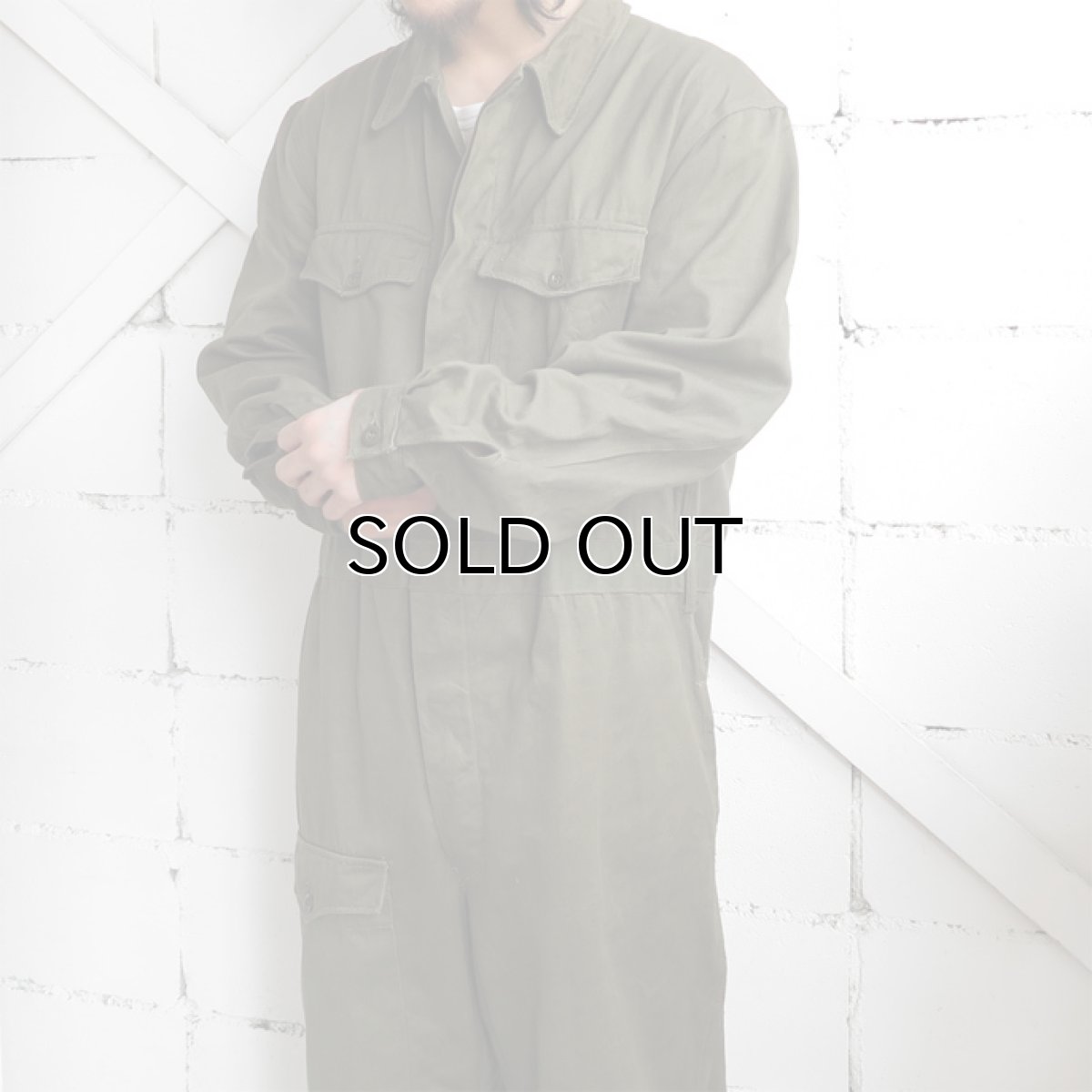 画像10: 1950's "French Military" Cotton Twill All in One -DEAD STOCK-　OLIVE　size L-XL(54) (10)