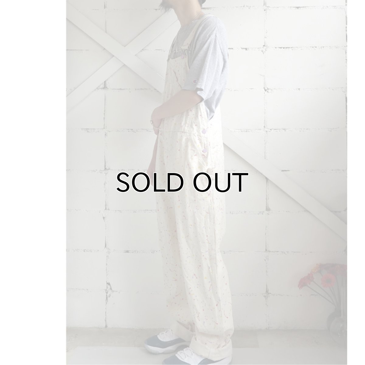 画像9: 1990's "E.Bunny & Co" Printed Cotton Twill Overall　NATULAL/MULTI　size M (9)