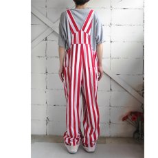 画像9: "GAME BIBS" Fat Stripe Cotton Twill Overall　WHITE/RED　size L (9)