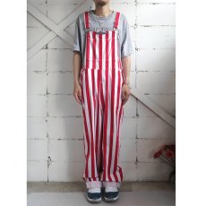 画像8: "GAME BIBS" Fat Stripe Cotton Twill Overall　WHITE/RED　size L (8)