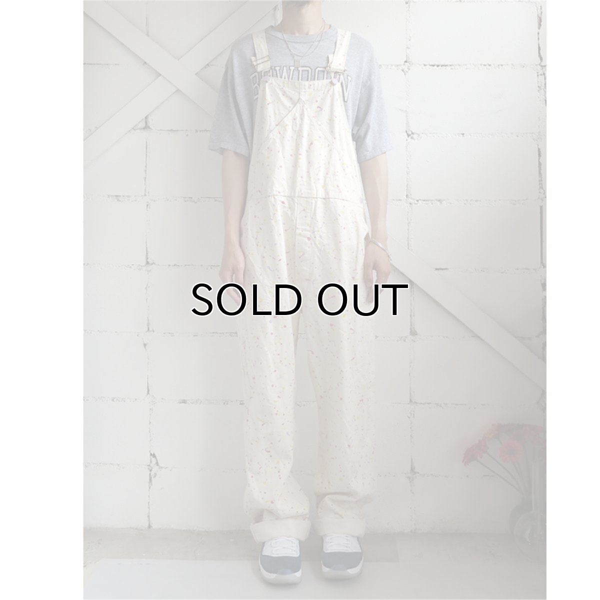 画像7: 1990's "E.Bunny & Co" Printed Cotton Twill Overall　NATULAL/MULTI　size M (7)
