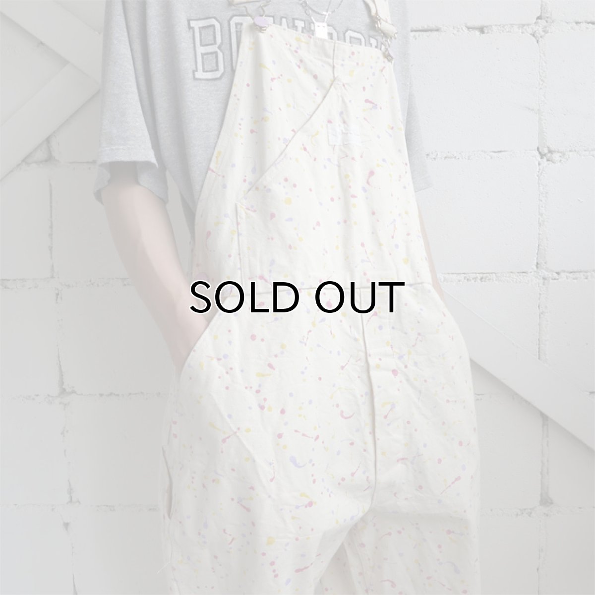 画像10: 1990's "E.Bunny & Co" Printed Cotton Twill Overall　NATULAL/MULTI　size M (10)