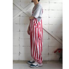 画像10: "GAME BIBS" Fat Stripe Cotton Twill Overall　WHITE/RED　size L (10)