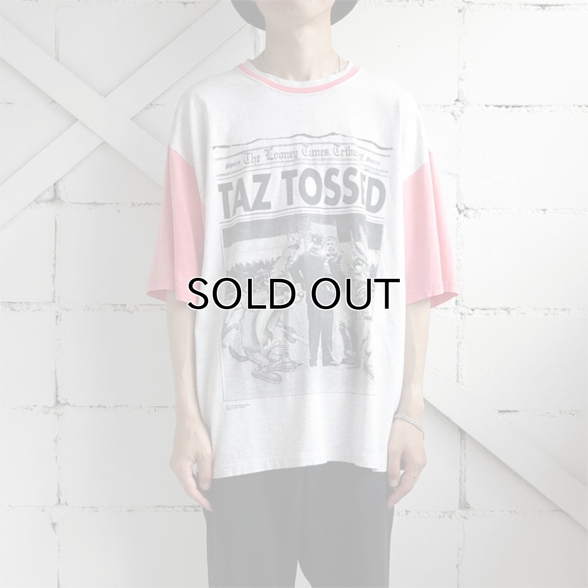 画像2: 1990's "LOONEY TUNES"  Print T-Shirt ASH GREY/PINK size XXL (2)