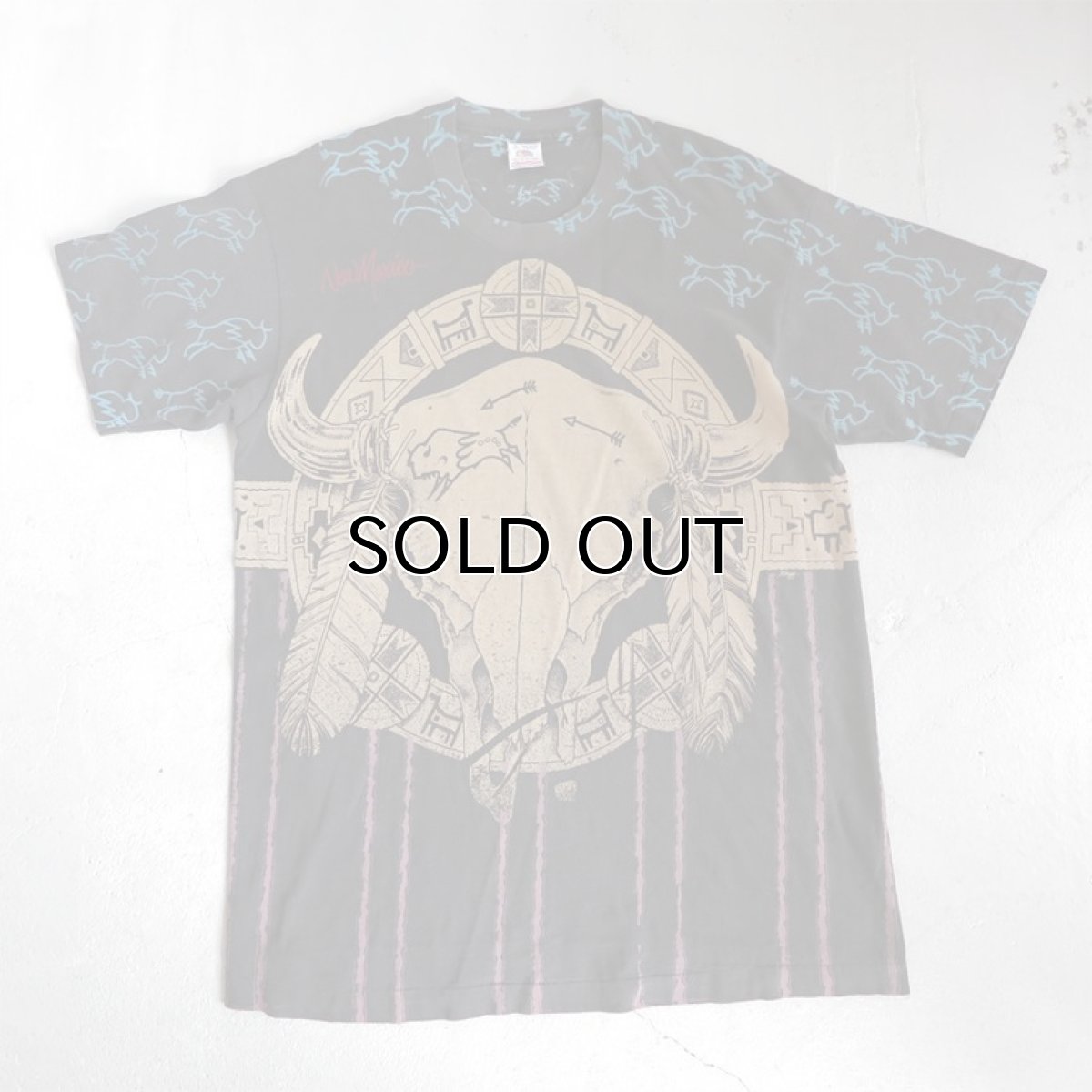 画像1: 1990's "New Mexico" All Over Print T-Shirt　BLACK　size L (1)