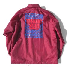 画像1: the poem "THANK YOU" Back Print Coach Jacket　BURGUNDY　size XL (1)