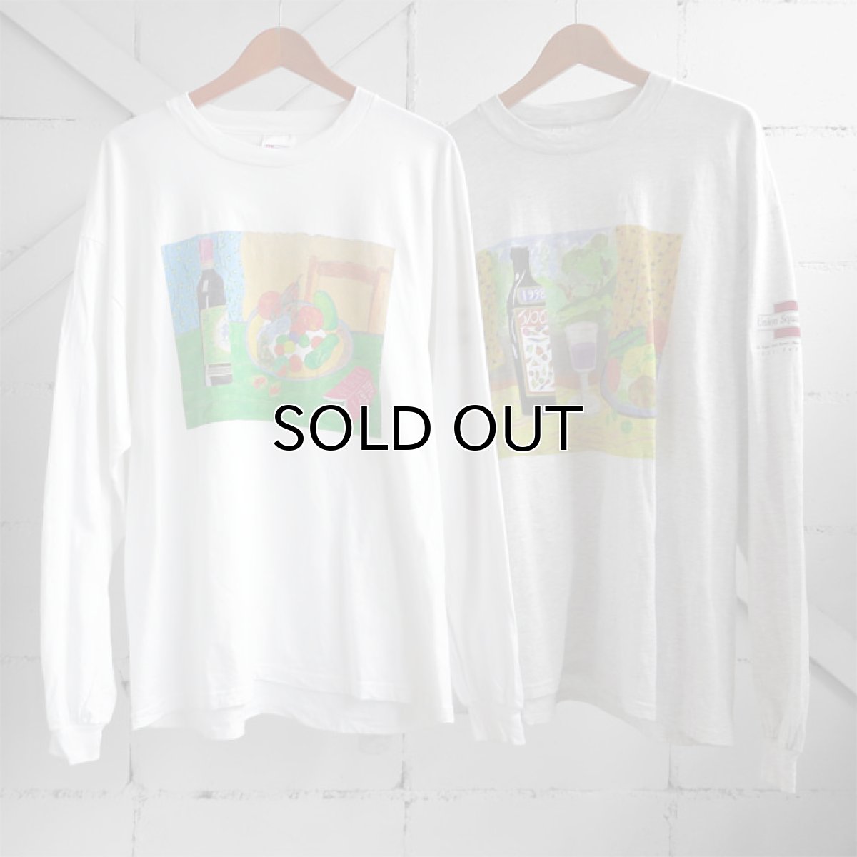 画像2: 1990's "Union Square Cafe" Print L/S T-Shirt ASH GREY size XL (2)