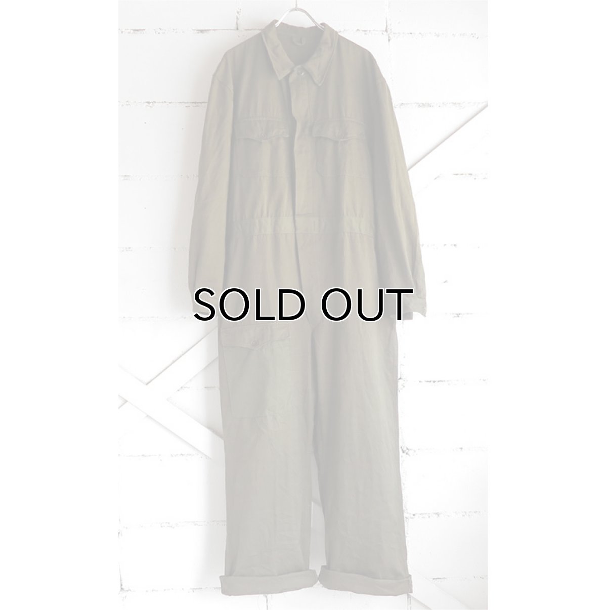 画像2: 1950's "French Military" Cotton Twill All in One -DEAD STOCK-　OLIVE　size L-XL(54) (2)