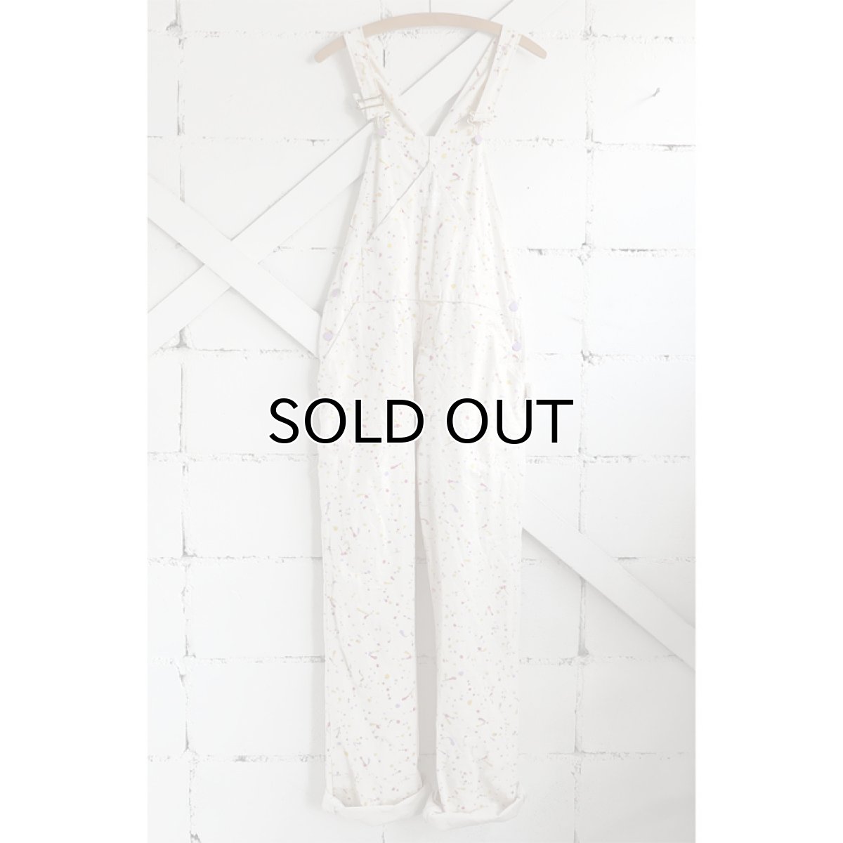 画像2: 1990's "E.Bunny & Co" Printed Cotton Twill Overall　NATULAL/MULTI　size M (2)