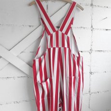 画像4: "GAME BIBS" Fat Stripe Cotton Twill Overall　WHITE/RED　size L (4)