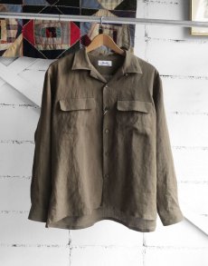 画像1: Riprap "OPEN COLLAR SHIRT" -LINEN/PAPER POPLIN-　color OLIVE (1)