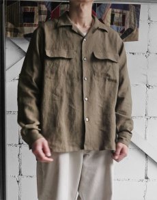 画像8: Riprap "OPEN COLLAR SHIRT" -LINEN/PAPER POPLIN-　color OLIVE (8)